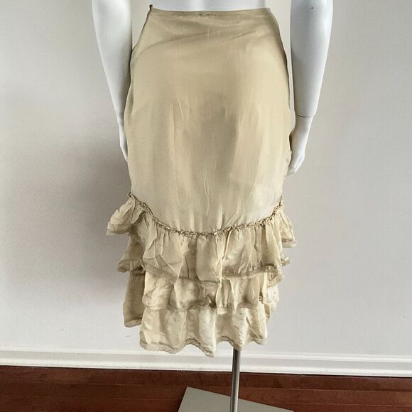 New Free People Calliope Pririe Ruffle Skirt Tan Midi S - Picture 5 of 11